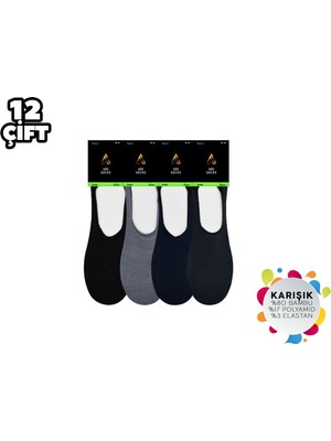 ADG Socks Adg 5001 Dikişsiz Slikonlu Erkek Bambu Babet 12'li