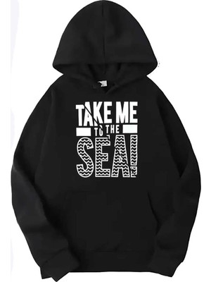 Medinenur Siyah Take Me Yazılı Kapüşonlu Sweatshirt