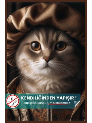 Pi Papers British Kedi Poster, Yapışkansız Premium Baskı Statik Poster, British Shorthair, Yapay Zeka Tasarım