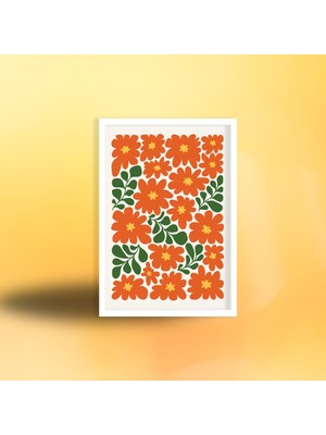 Tekli Ahşap Lamine Çerçeveli Mdf Tablo Kırmızı Çiçekler