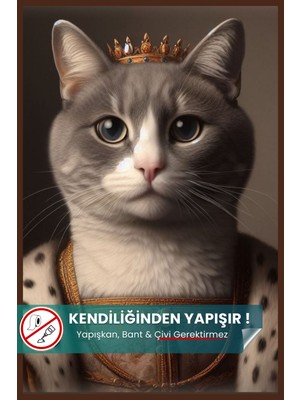 Pi Papers Lady Smoke Kedi Poster, Yüksek Çözünürlüklü Baskı Poster, Gri Kedi, Akıllı Kağıt, Yapay Zeka Tasarım