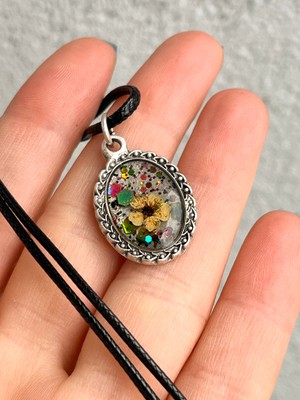 Lotus Işıltılı Floral Gümüş Kaplama Vintage Choker Kolye