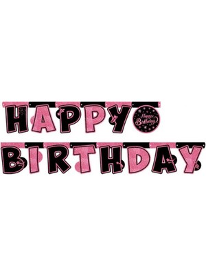 Hayaller Dükkanı Flama Pınk Stars Happy Bırthday Yazı Pk: