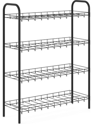 Emkatex Ayakkabılık Metal Ayakkabılık Ayakkabı Rafı Ayakkabı Düzenleyici Raf Üç Katlı Ayakkabılık Siyah