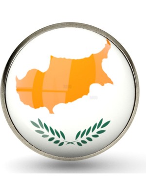 Market66 Kıbrıs Yaka Rozeti Cyprus Ülke Bayrağı Paslanmaz Çelik 3D Camlı Rozet