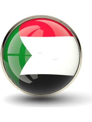 Market66 Sudan Rozet Afrika Sudan Ülke Bayrağı Paslanmaz Çelik 3D Camlı Rozet