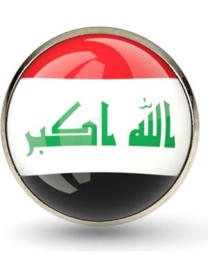 Market66 Iraq Irak Bayrağı Paslanmaz Çelik Rozet 3D Büyüteçli Camlı Iğneli Yaka Rozeti