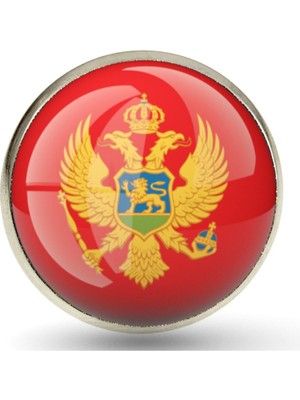 Market66 Karadağ Montenegro Yaka Rozeti Ülke Bayrağı Paslanmaz Çelik 3D Camlı Rozet