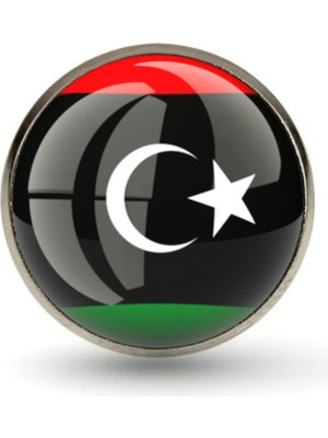 Market66 Libya Bayrağı Rozet Paslanmaz Çelik Iğneli Yaka Rozeti 3D Büyüteç Camlı