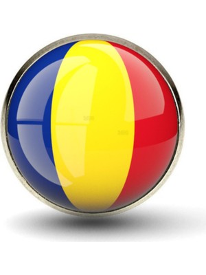 Market66 Romanya Yaka Rozeti Romania Ülke Bayrağı Çelik 3D Camlı