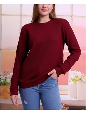 10 & Bir Kadın Bordo Bisiklet Yaka Pamuk Sweatshirt