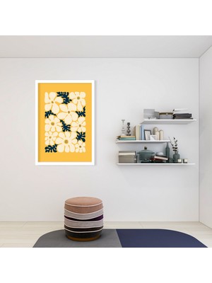 Tekli Ahşap Lamine Çerçeveli Mdf Tablo Sarı Çiçekler