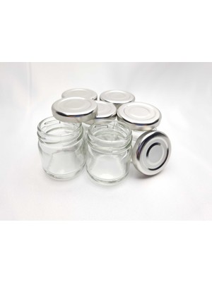 Seçilir Gümüş Kapaklı 40 cc Cam Kavanoz 12 Adet