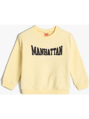 Koton Sweat Manhattan Baskılı Uzun Kollu Bisiklet Yaka Pamuklu