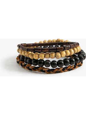 Koton Bileklik Seti 4'lü Ahşap Boncuklu Çok Renkli