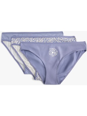 Koton Brief Külot 3'lü Paket Minimal Baskılı Normal Bel Pamuklu