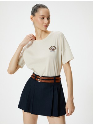 Koton Kısa Kollu T-Shirt Köpek Baskı Detaylı Kısa Kollu Bisiklet Yaka Pamuklu