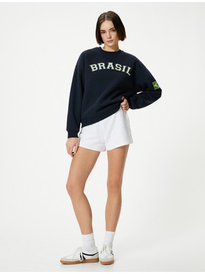 Koton Brasil Sweatshirt Arkası Baskılı Uzun Kollu Bisiklet Yaka