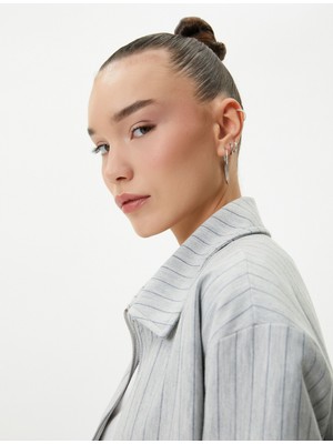 Koton Bomber Ceket Fermuarlı Gömlek Yaka Cepli Rahat Kalıp