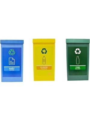 Özekim Geri Dönüşüm Kutusu Sıfır Atık Kutusu 3'lü Set