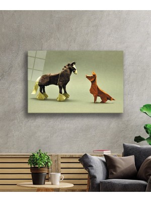 Origami Hayvanlar Cam TABLOMIYREM36X23-MIYREM