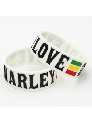 Qiuhong Shop Çoklu Stil Beyaz 1 Adet 1 "geniş Bir Aşk Bob Marley Silikon Bileklik Beyaz Rasta Jamaika Reggae Bilezik ve Bilezik Müzik Hayranları Için Hediye SH099 (Yurt Dışından)