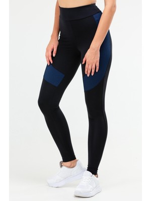 Speedlife Lacivert Slim Fit Düz Micro Yüksek Bel Toparlayıcı Kadın Tayt - SD0889