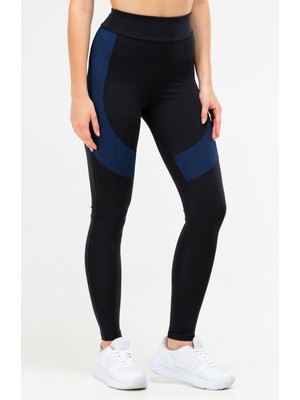 Speedlife Lacivert Slim Fit Düz Micro Yüksek Bel Toparlayıcı Kadın Tayt - SD0889