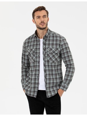 Pierre Cardin Erkek Yeşil Regular Fit Uzun Kollu Gömlek 50259492-VR054