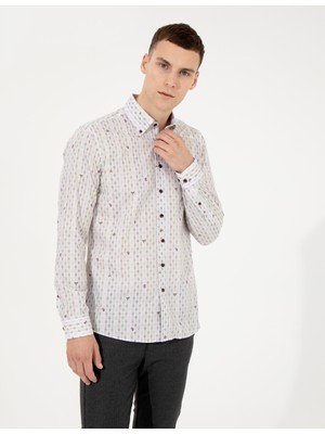 Pierre Cardin Erkek Açık Kahverengi Slim Fit Uzun Kollu Gömlek 50259510-VR002