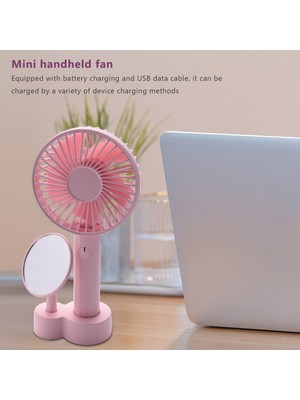 Humble Makyaj Aynalı Mini Taşınabilir El Fanı, Ofis, Ev, Seyahat, Dış Mekan Için 2000MAH Şarj Edilebilir Kumandalı Elektrikli Kişisel Fan - Pembe (Yurt Dışından)