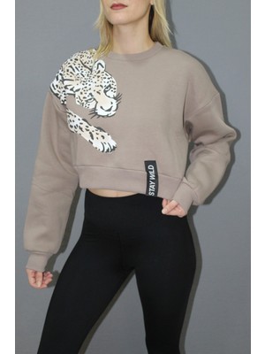 Ruken Store Baskılı Crop Sweat Taba - 211.502.