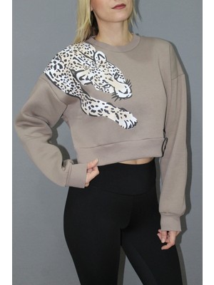 Ruken Store Baskılı Crop Sweat Taba - 211.502.