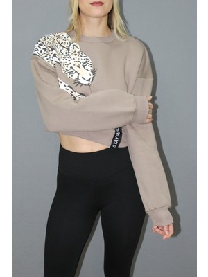 Ruken Store Baskılı Crop Sweat Taba - 211.502.