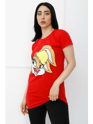 Ruken Store Bunny Baskılı Tshirt Kırmızı - 310.623.