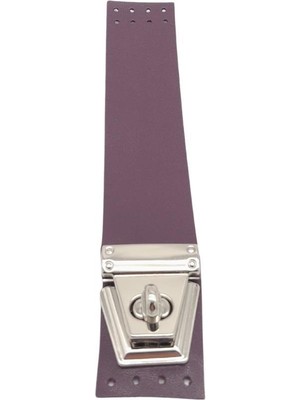 Angel Çanta Aksesuar 18X3.5 cm Suni Deri Mor Renk Kapak Gümüş Metalli