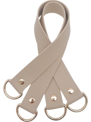 Angel Çanta Aksesuar Suni Deri 38X2.5 cm Bej Renk Çift Çanta Sapı Light Gold Metalli