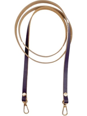 Angel Çanta Aksesuar Gerçek Deri Spagetti Model Mor Renk Light Gold Metal Çanta Sapı