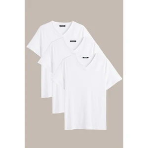 Erkek Çok Renkli T- Shirt Regular Fit Rahat Kesim V Yaka 3'lü Basic Tişört Paketi