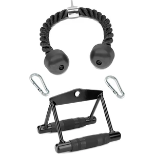 Triceps Halatı - Seated D Rowing Bar Sırt ve Kanat Mideye Çekiş Aparat Seti Siyah