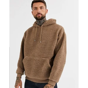 Kapüşonlu Uzun Kollu Kanguru Cepli Peluş Sweatshirt