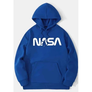 Unisex Nasa Baskılı Kapüşonlu Sweatshirt