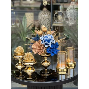 Tasarım Moda Yapay Çiçekli 5 Parça Set Gold No:4