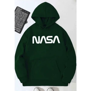 Unisex Nasa Baskılı Kapüşonlu Sweatshirt