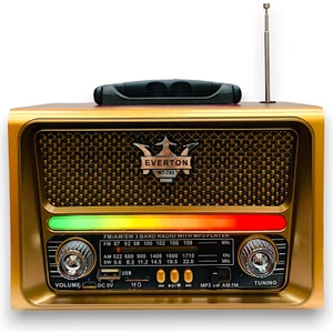 Nostaljik Radyo, Ahşap Desen ve Şık Tasarım (Işıklı Nostaljik Radyo)