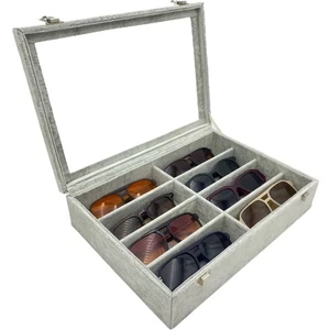 8'li Anfora Gri Süet Gözlük Kutusu