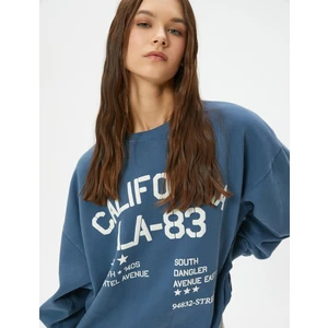 Kolej Sweatshirt Baskılı Uzun Kollu Bisiklet Yaka Rahat Kalıp