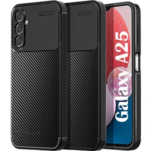 M.TK Moveteck Samsung Galaxy A25 Kılıf Kamera Korumalı Karbon Desenli Görünümlü Uzun Ömürlü Renk Atmaz Silikon Armor Fit Desing Negro