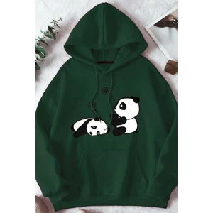 Unisex Uykucu Panda Baskılı Sweatshirt