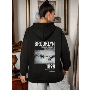 Unisex Brokklyn Arka Baskılı Kapüşonşu Sweatshirt